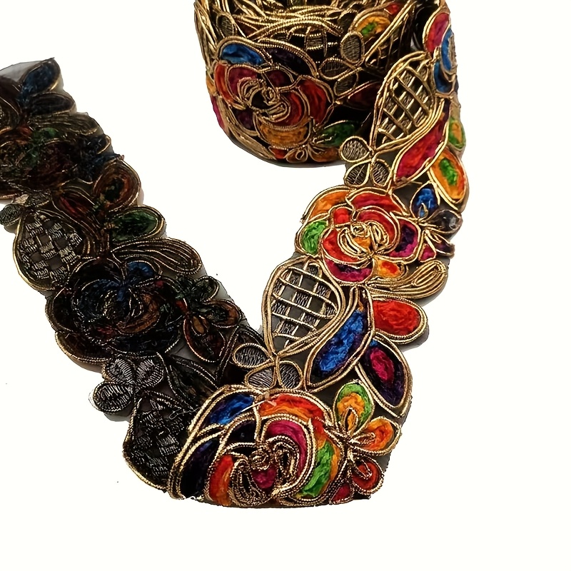 Ethnic Tie-Dye Cord Embroidered Lace for DIY
